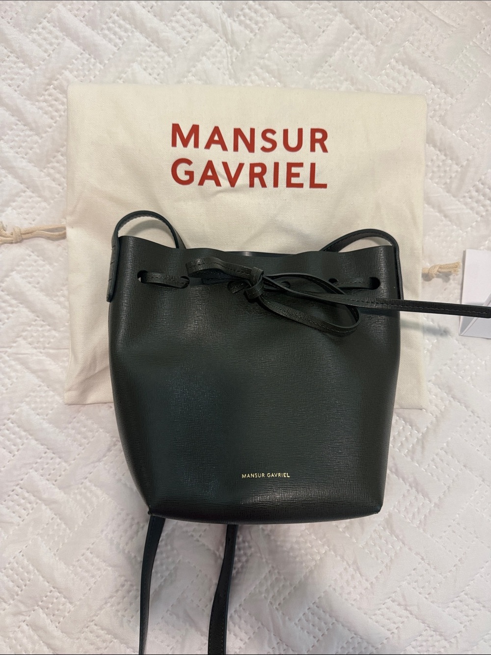 Mansur Gavriel Green Drawstring Bucket Crossbody